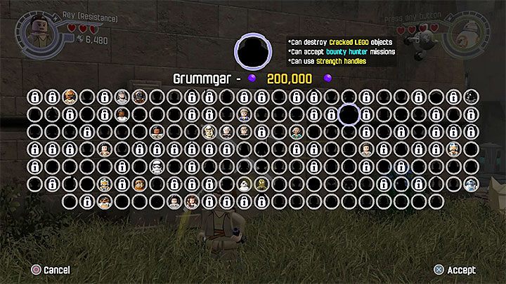 Odnajdywaniem sekretów z tej misji najlepiej jest zająć się w trybie dowolnej gry i dopiero po odblokowaniu szerokiego wachlarza grywalnych postaci - Rozdział 5 - Zamek Maz | Minizestawy i czerwone klocki LEGO - LEGO Gwiezdne wojny: Przebudzenie Mocy - poradnik do gry