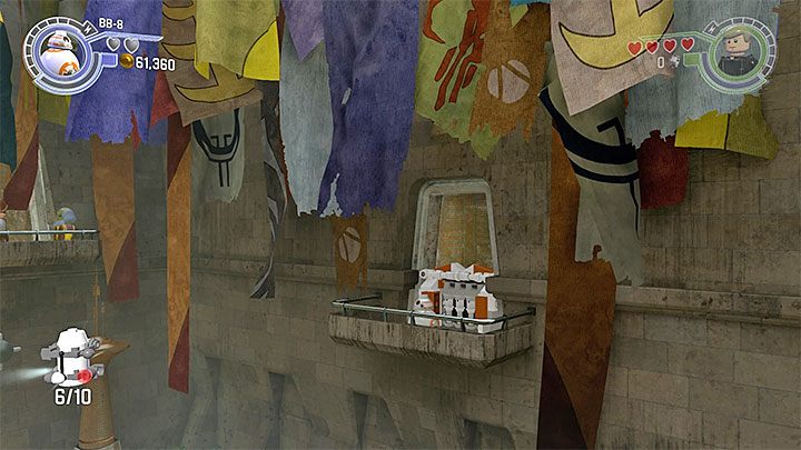 Użyj włazu żeby dotrzeć na prawy balkonik - Rozdział 5 - Zamek Maz | Minizestawy i czerwone klocki LEGO - LEGO Gwiezdne wojny: Przebudzenie Mocy - poradnik do gry