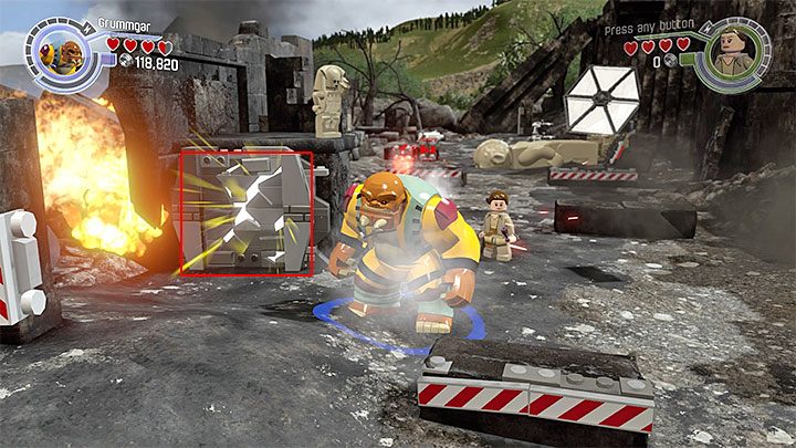 Specjalne wymagania: postać potrafiąca przebijać się przez peknięte ściany (np - Rozdział 6 - Bitwa o Takodanę | Minizestawy i czerwone klocki LEGO - LEGO Gwiezdne wojny: Przebudzenie Mocy - poradnik do gry