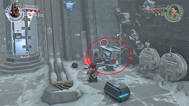 Ostatni słup z flagą możesz skonstruować po wysadzeniu przejścia z polem siłowym i rozprawieniu się ze szturmowcami, którzy siedzieli przy ognisku - Rozdział 8 - Sabotaż Starkillera | Minizestawy i czerwone klocki LEGO - LEGO Gwiezdne wojny: Przebudzenie Mocy - poradnik do gry