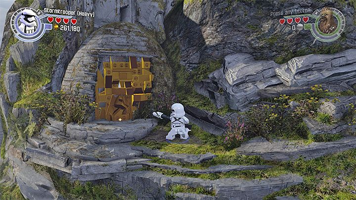 Specjalne wymagania: postać potrafiąca niszczyć złote obiekty (np - Epilog - Wyspa Lukea | Minizestawy i czerwone klocki LEGO - LEGO Gwiezdne wojny: Przebudzenie Mocy - poradnik do gry