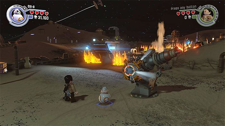 BB-8 musi uaktywnić działko - Rozdział 1 - Szturm na Jakku | Tryb fabularny - LEGO Gwiezdne wojny: Przebudzenie Mocy - poradnik do gry