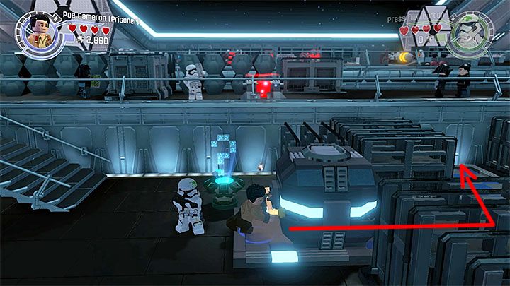 Miejsce gdzie musisz przepchnąć pierwszą skrzynię - Rozdział 2 - Ucieczka z Finalizera | Tryb fabularny - LEGO Gwiezdne wojny: Przebudzenie Mocy - poradnik do gry