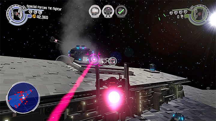 Po zniszczeniu dziesięciu mniejszych działek zmuszony zostaniesz do pozbycia się jednego większego działa, które składa się z trzech elementów - Rozdział 2 - Ucieczka z Finalizera | Tryb fabularny - LEGO Gwiezdne wojny: Przebudzenie Mocy - poradnik do gry