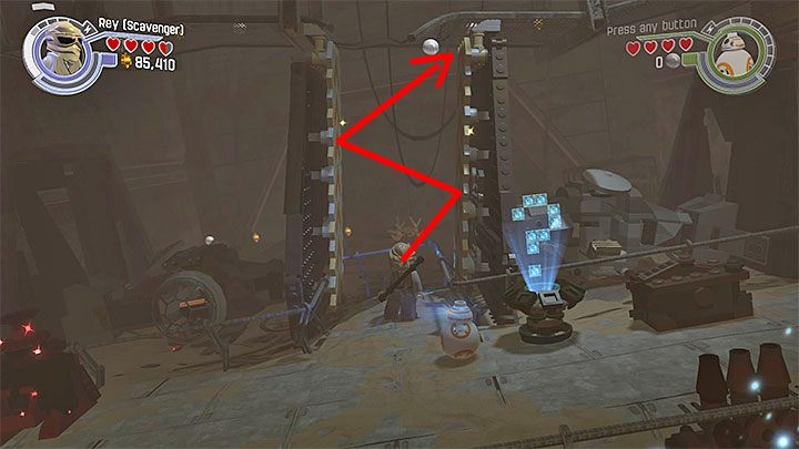 Odbijaj się Rey od pionowych ścian - Rozdział 2 - Ucieczka z Finalizera | Tryb fabularny - LEGO Gwiezdne wojny: Przebudzenie Mocy - poradnik do gry