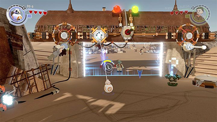 Doskocz Rey do lewego drążka i podłącz się BB-8 do gniazdka - Rozdział 3 - Przyczółek Niima | Tryb fabularny - LEGO Gwiezdne wojny: Przebudzenie Mocy - poradnik do gry