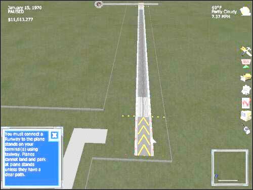 Powinieneś już mieć co najmniej fragment Taxiwaya koło pasa, teraz musisz go tylko pociągnąć równolegle do niego - Pierwsze konstrukcje (2) | Rozbudowa lotniska w Airport Tycoon 2 - Airport Tycoon 2 - poradnik do gry