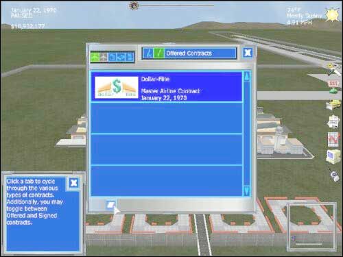Dokładne wskazówki na temat negocjowania warunków kontraktu oraz ich rodzajów znajdziesz w drugim rozdziale, ja skupię się wyłącznie na obecnym stanie lotniska - Pierwszy kontrakt | Rozbudowa lotniska w Airport Tycoon 2 - Airport Tycoon 2 - poradnik do gry
