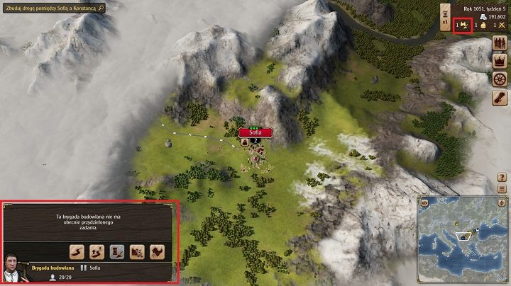 Kiedy brygada będzie gotowa do działania wybierz ją za pośrednictwem odpowiedniej ikonki zaznaczonej w obrębie panelu czasu - Rozdział 1: Pożegnanie z ojcem | Kampania Grand Ages Medieval - Grand Ages: Medieval - poradnik do gry