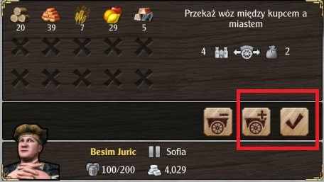 Za pośrednictwem tej części panelu możesz przydzielić kupcowi dodatkowe wozy z tych, które wyprodukowałeś w danym mieście - Rozdział 1: Pożegnanie z ojcem | Kampania Grand Ages Medieval - Grand Ages: Medieval - poradnik do gry