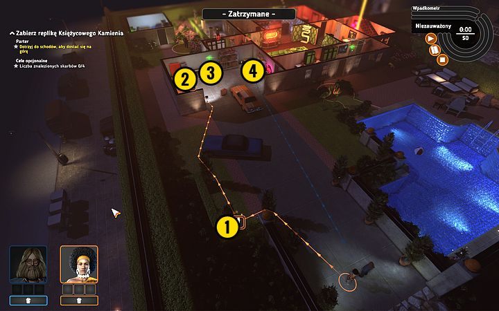 Rozgrywkę rozpoczynasz tuż za bramą wjazdową na teren willi - Misja 1 - Garść różowych piór | Opis przejścia misji Crookz - Crookz - poradnik do gry