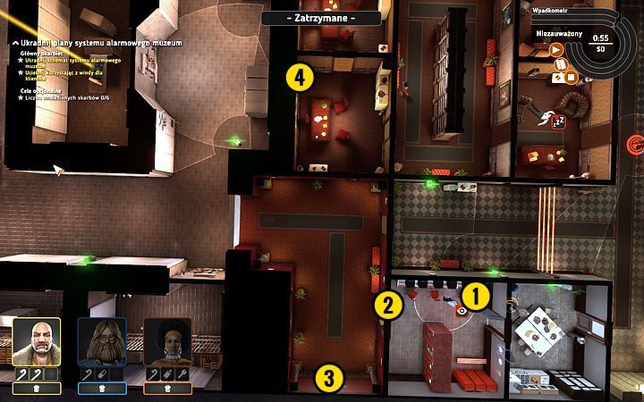 Wybierz Rufusa i znokautuj przeciwnika (1) - zostaw osiłka przy patrolu - Misja 2 - Szpula siedem cali | Opis przejścia misji Crookz - Crookz - poradnik do gry