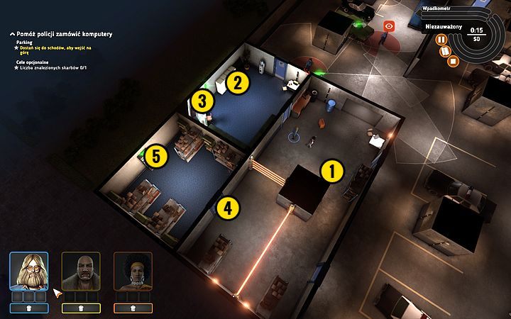 Trójka bohaterów, z którą startujesz, to Cleopatra, Bishop i Rufus - Misja 5 - Piątka w sześć minut | Opis przejścia misji Crookz - Crookz - poradnik do gry