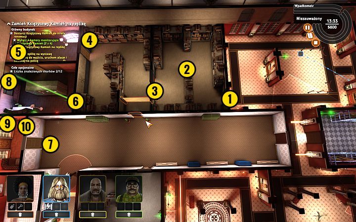 Omijając strażnika, doprowadź Bishopa do magazynu - najlepiej po prostu kluczyć za strażnikiem aż do samych drzwi (1) - Misja 6 - Prawo do milczenia | Opis przejścia misji Crookz - Crookz - poradnik do gry