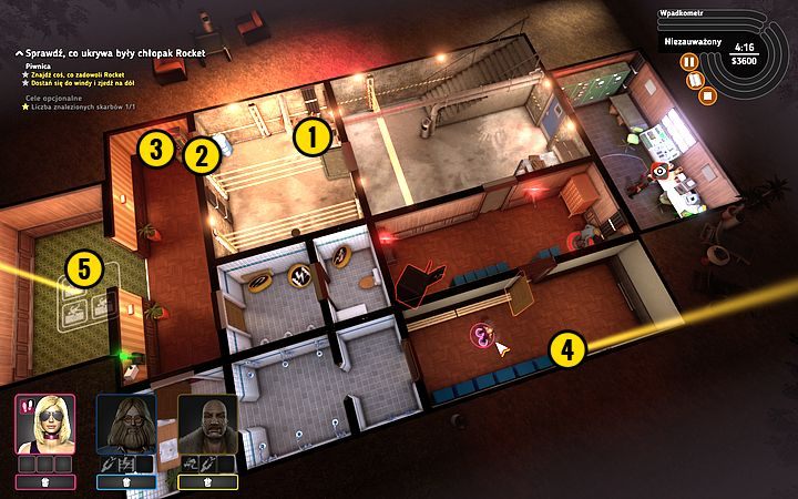 Przejdź do drugiego pomieszczenia i stań jedną postacią na panelu podłogowym (1) - Misja 8 - To się rusza! | Opis przejścia misji Crookz - Crookz - poradnik do gry