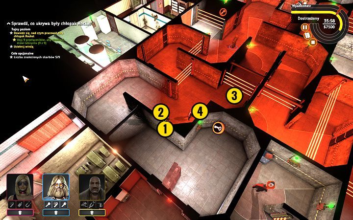 Przełącz przełącznik (1) - niech przejdą dwie osoby, po czym ponownie przełącz przełącznik - Misja 8 - To się rusza! | Opis przejścia misji Crookz - Crookz - poradnik do gry