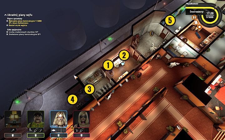 Wyłącz obydwa terminale kamery (1, 2) - pociągnij za wajchę przełącznika z użyciem smaru (3) - Misja 9 - Sprzedaż marzeń | Opis przejścia misji Crookz - Crookz - poradnik do gry