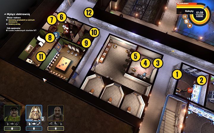 Otwórz drzwi (1) i przełącz terminal kamery (2) - Misja 10 - Wyciągnij wtyczkę | Opis przejścia misji Crookz - Crookz - poradnik do gry
