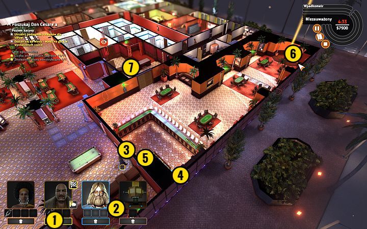 Wejdź Rufusem do pomieszczenia (1) i pobij strażnika (2) - Misja 12 - Szczęśliwe numerki | Opis przejścia misji Crookz - Crookz - poradnik do gry