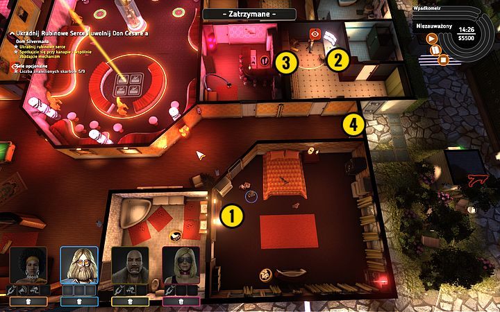 Podnieś Rocket adrenalinę (1) i używszy jej, przełącz ciężki przełącznik (2), po czym wróć do reszty - Misja 14 - Drogocenne serce | Opis przejścia misji Crookz - Crookz - poradnik do gry