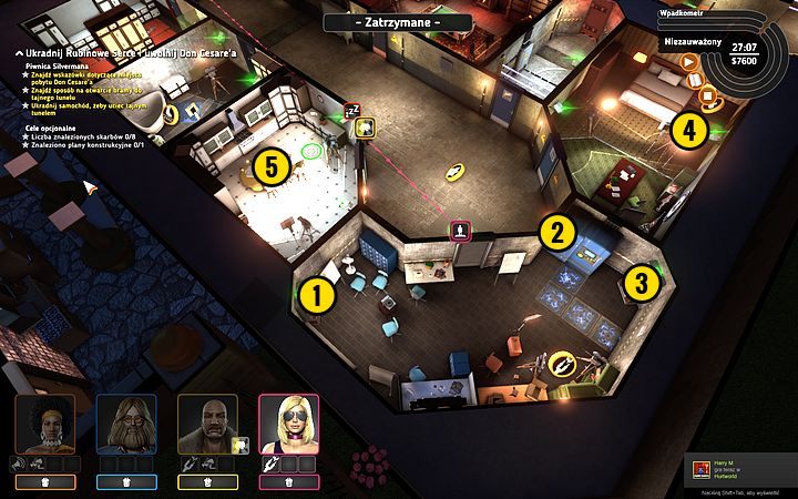 Przełącz terminal kamery (1) i przełącznik czasowy (2) - Misja 14 - Drogocenne serce | Opis przejścia misji Crookz - Crookz - poradnik do gry