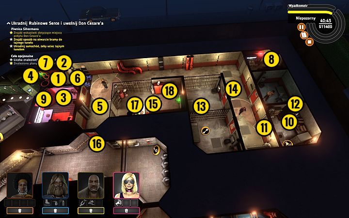 Przejdź obok elitarnego strażnika i dotrzyj pod drzwi (1) - Misja 14 - Drogocenne serce | Opis przejścia misji Crookz - Crookz - poradnik do gry