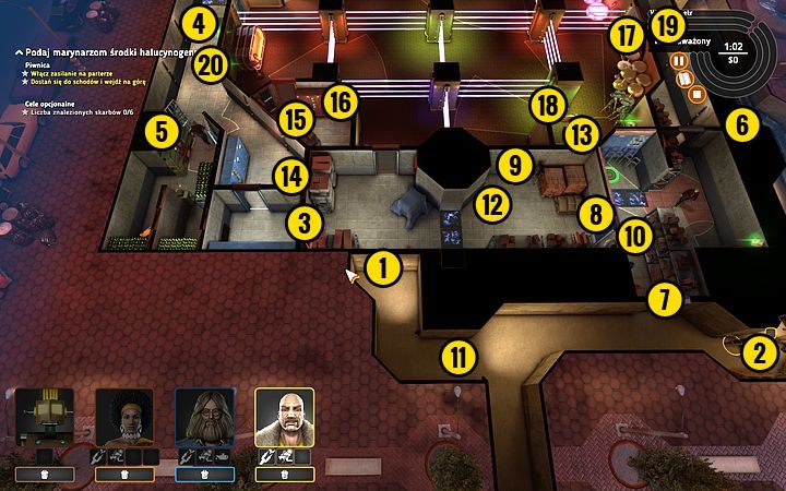 Do akcji wybierz następujący kwartet: Rufus, Bishop, Cleopatra, Rob-O-Mat - Misja 15 - Tańcz, marynarzu, tańcz! | Opis przejścia misji Crookz - Crookz - poradnik do gry