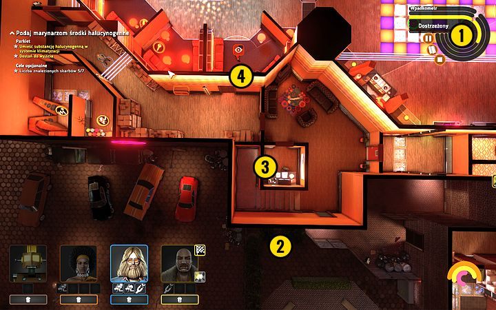 Stań na panelu (1) i Bishopem przejdź dalej - Misja 15 - Tańcz, marynarzu, tańcz! | Opis przejścia misji Crookz - Crookz - poradnik do gry