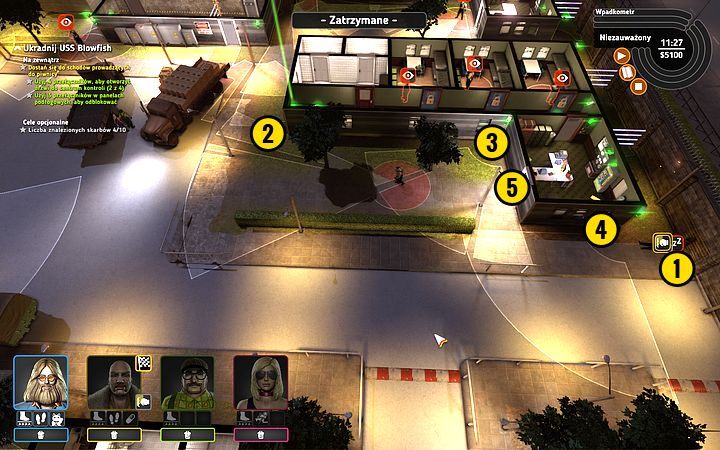 Przyprowadź w to miejsce Rufusa, omijając kamery i strażników, po czym pobij strażnika (1) - Misja 16 - Kryptonim Blowfish | Opis przejścia misji Crookz - Crookz - poradnik do gry