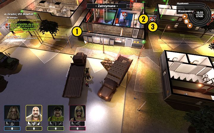 Wyłącz jedną (1) i drugą (2) kamerę - Misja 16 - Kryptonim Blowfish | Opis przejścia misji Crookz - Crookz - poradnik do gry