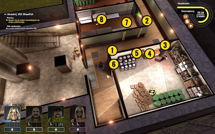 Włóż cichobieżki, przejdź przez panele i zaawansowanym zakłócaczem kamery wyłącz kamerę (1) - Misja 16 - Kryptonim Blowfish | Opis przejścia misji Crookz - Crookz - poradnik do gry