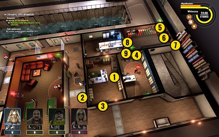 Wstaw emiter sygnału (1) i wyjdź za róg (2) - Misja 16 - Kryptonim Blowfish | Opis przejścia misji Crookz - Crookz - poradnik do gry