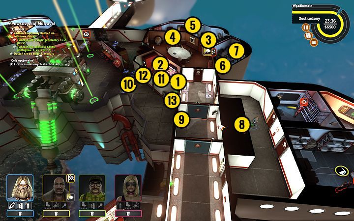 Prześlizgnij się przez otwór wentylacyjny (1) i wyłącz kamery (2) - Misja 17 - O.P.P.P | Opis przejścia misji Crookz - Crookz - poradnik do gry