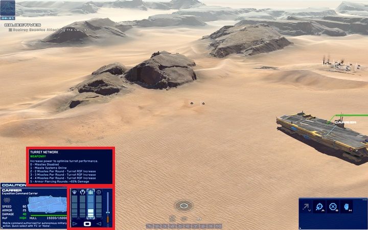 Posiada on własne systemy obronne i pomocnicze, które możesz aktywować dzięki punktom energii - Carrier - transportowiec | Jednostki i frakcje | Homeworld Deserts of Kharak - Homeworld: Deserts of Kharak - poradnik do gry