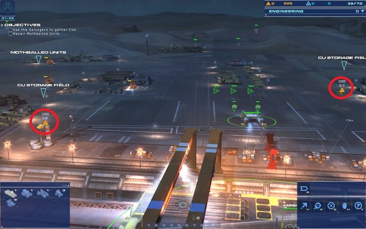 Zacznij od zbierania surowców oznaczonych pomarańczowymi trójkątami. - 2 - The Boneyard | Kampania | Homeworld Deserts of Kharak - Homeworld: Deserts of Kharak - poradnik do gry