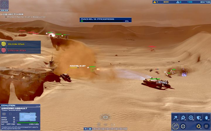 Rzucaj granatami dymnymi, gdy wrogie RG próbują ostrzelać Rachel - w tym czasie nie będą atakować nikogo innego. - 3 - Cape Wrath | Kampania | Homeworld Deserts of Kharak - Homeworld: Deserts of Kharak - poradnik do gry