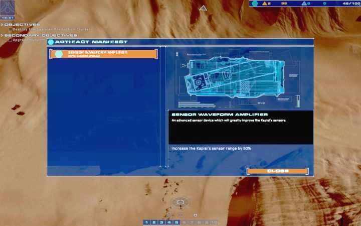 W menu Artifact Manifest możesz obejrzeć, jakie profity daje pozyskany przez Rachel artefakt. - 3 - Cape Wrath | Kampania | Homeworld Deserts of Kharak - Homeworld: Deserts of Kharak - poradnik do gry