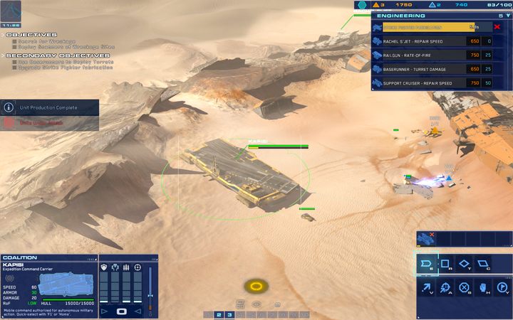 Kontynuuj przez cały czas budowę jednostek lub rozwój technologii. - 4 - Kalash Site | Kampania | Homeworld Deserts of Kharak - Homeworld: Deserts of Kharak - poradnik do gry