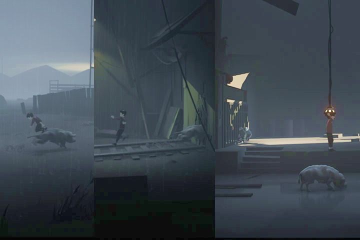 Chwyć ją i przesuń tak, żeby stała pod dziwnym przewodem, który zwisa po środku pomieszczenia - Farma | Opis przejścia | Inside - Inside - poradnik do gry