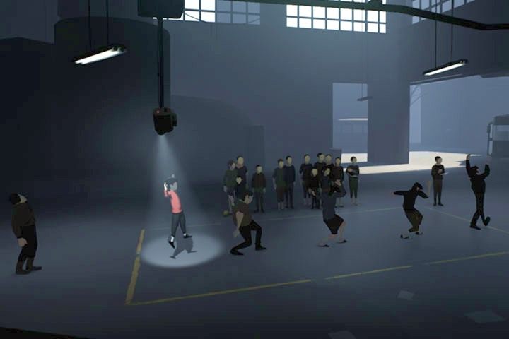 Chwile dalej będziesz szedł w kolejce, kiedy nagle wykryję cię pies - Fabryka | Opis przejścia | Inside - Inside - poradnik do gry