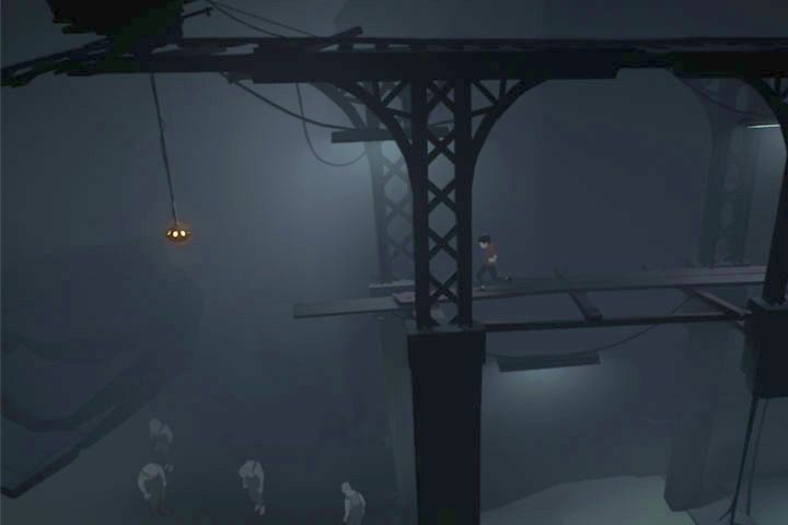 Biegnąc po rusztowaniu, będziesz musiał wyskoczyć do przyssawki, ale kabel się zerwie - Kopalnia | Opis przejścia | Inside - Inside - poradnik do gry