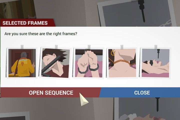 Finalna wersja slajdów i zdarzeń powinna wyglądać w taki sposób: żółta kurtka, kobieta obrywa pałką policyjną a potem jest skrępowana łańcuchem - Seryjny Morderca | Podstawy This is the Police - This is the Police - poradnik do gry