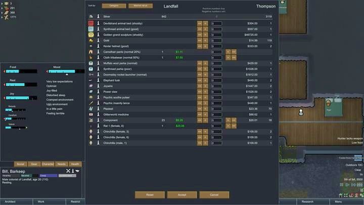 Do rozmów handlowych wyślij kolonistę z rozwiniętymi zdolnościami społecznymi - Niebezpieczeństwa i zdarzenia losowe | Podstawy życia w kolonii w RimWorld - RimWorld - poradnik do gry