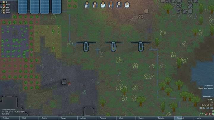 Najpierw zainwestuj w obiekty generującą energię elektryczną, np.: elektrownei wiatrowe - Użycie energii elektrycznej | Podstawy życia w kolonii w RimWorld - RimWorld - poradnik do gry