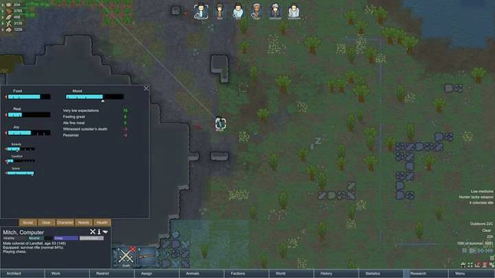 Każdy kolonista ma określone potrzeby, które muszą być spełnione - Potrzeby i samopoczucie Twoich kolonistów | Podstawy życia w kolonii w RimWorld - RimWorld - poradnik do gry