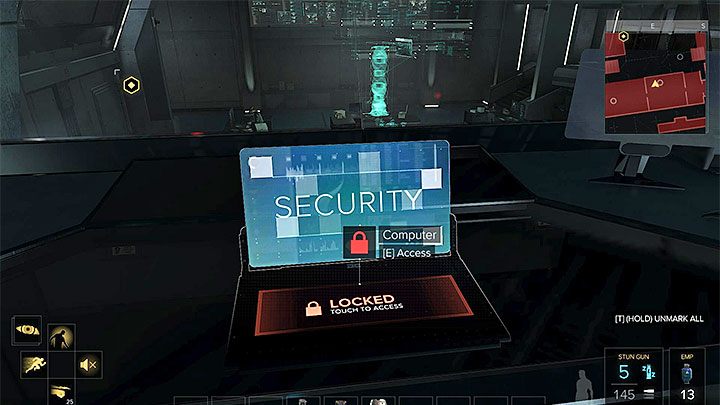 Drugi komputer ochrony jest w pomieszczeniu z martwymi pracownikami - Zabezpieczenie centrum konferencyjnego - zadanie główne | Centrum konferencyjne Apex Centre - Deus Ex: Rozłam Ludzkości - poradnik do gry