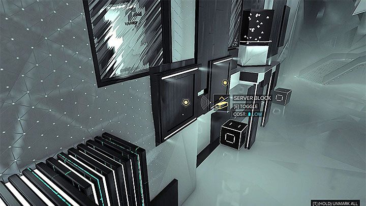 Skręć w prawo i udaj się w stronę pokazanych na powyższym obrazku dwóch kolejnych interaktywnych bloków - Kto pociąga za sznurki? - zadanie główne | Praga (druga wizyta) - Zadania główne - Deus Ex: Rozłam Ludzkości - poradnik do gry