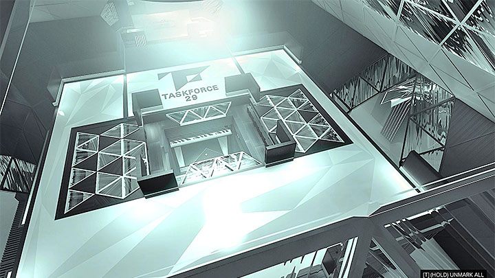 Zbadaj cały dach i zlokalizuj pokazany na obrazku otwór w jego szklanej części - Kto pociąga za sznurki? - zadanie główne | Praga (druga wizyta) - Zadania główne - Deus Ex: Rozłam Ludzkości - poradnik do gry