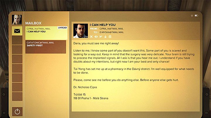 Ślady w zdemolowanym mieszkaniu Darii możesz odnajdywać w dowolnej kolejności i w lokalizowaniu ich może ci pomóc ulepszenie Wyostrzenie wzroku - Ostatnie żniwa - zadanie poboczne | Praga (trzecia wizyta) | Deus Ex - Deus Ex: Rozłam Ludzkości - poradnik do gry