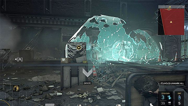 Ładunek EMP może tymczasowo unieruchomić przeciwnika w egzo-szkielecie - Kwestia jurysdykcji - zadanie główne | Praga - Zadania główne - Deus Ex: Rozłam Ludzkości - poradnik do gry